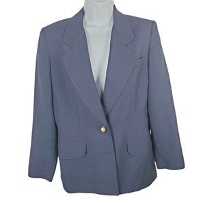 Le Suit Petite Womens Blazer 10 Petite Navy Blue Golden Buttons